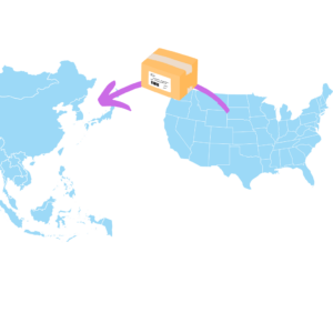 Shipping box over Pacific Ocean from the US to Korea