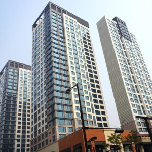 Modern high-rise apartment buildings in South Korea, commonly available for Jeonse rental contracts.