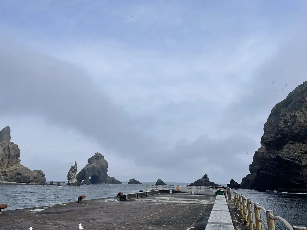 Aerial view of Dokdo, a rocky island in the East Sea